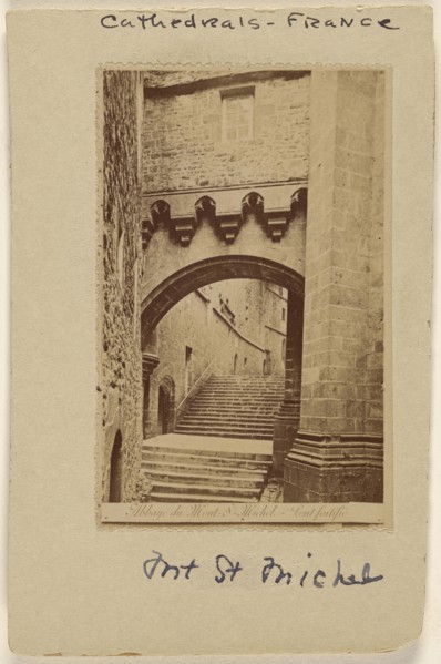 Abbaye du Mont St. Michel - Pont fortifie; French; about 1894; Albumen silver print