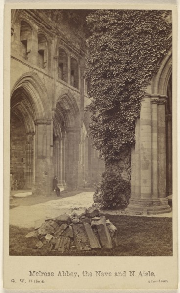 Melrose Abbey, the Nave and N. Aisle; George Washington Wilson, Scottish, 1823 - 1893, September 20, 1865; Albumen silver print