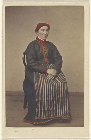 Pige fra Osterfjorden. woman in Norwegian costume, seated; Knud Knudsen, Norwegian, 1832 - 1915, active Bergen, Norway, 1866