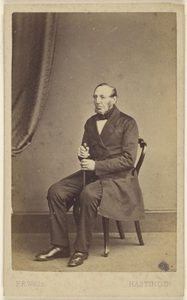elderly man with beard sans moustache, seated; F.R. Wells, British, active Hastings, England 1860s, 1865 - 1870; Albumen silver