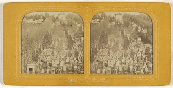 Cimetiere du Pere Lachaise, Paris; Adolphe Block, French, 1829 - about 1900, about 1860; Hand-colored Albumen silver print