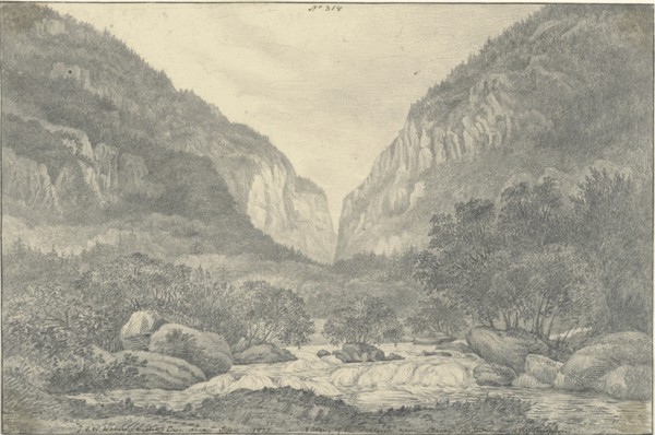 Valley of the Saltina near Brieg at Entrance of the Simplon; Sir John Frederick William Herschel, British, 1792 - 1871, 1821