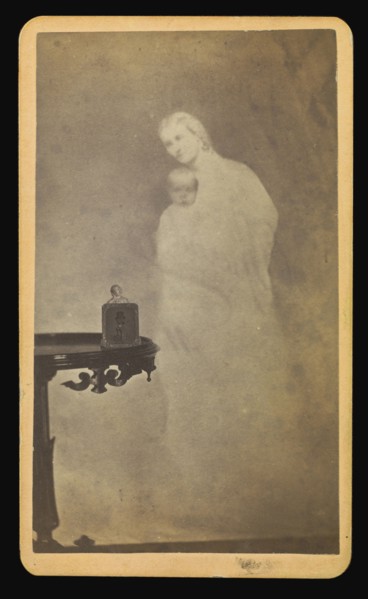 Mr. Chapin, oil merchant - & his spirit wife & babe recognized; William H. Mumler, American, 1832 - 1884, Boston, Massachusetts