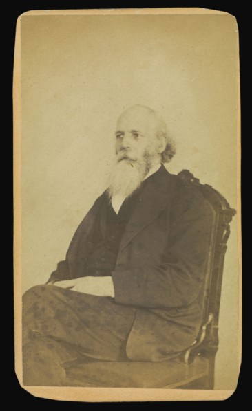 balding man with a long white beard, seated; William H. Mumler, American, 1832 - 1884, Boston, Massachusetts, United States