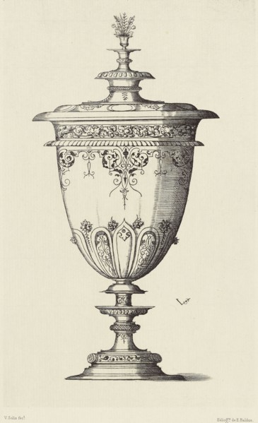 Design for a Vase by Virgil Solis; Édouard Baldus, French, born Germany, 1813 - 1889, Paris, France; 1866; Heliogravure
