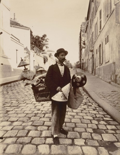 Lampshade Vendor, rue Lepic; Eugène Atget, French, 1857 - 1927, 1901; Albumen silver print