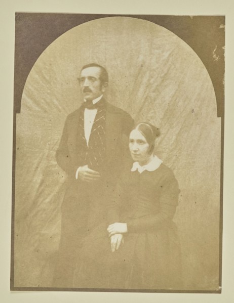 Portrait of a man and woman; Hippolyte Bayard, French, 1801 - 1887, about 1840 - 1849; Salted paper print; 16.2 x 12.1 cm