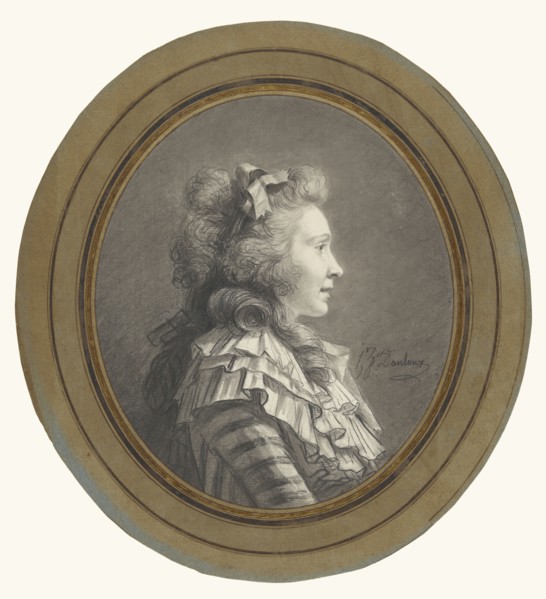 Portrait of a Young Lady in Profile; Henri-Pierre Danloux, French, 1753 - 1809, France; about 1783 - 1785; Black chalk and gray