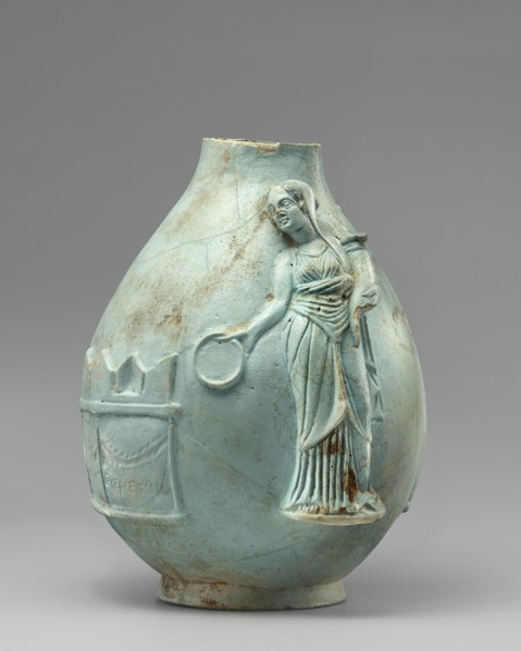Queen's Vase with Berenike II; Egypt; 243 - 222 B.C; Faience; 22.2 × 14 cm 8 3,4 × 5 1,2 in