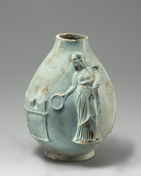 Queen's Vase with Berenike II; Egypt; 243 - 222 B.C; Faience; 22.2 × 14 cm 8 3,4 × 5 1,2 in