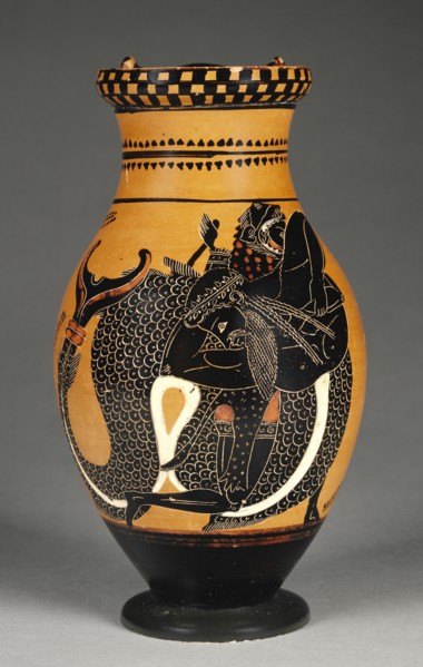 Pitcher with Herakles Wrestling Triton; Chiusi Painter, Greek, active 520 - 510 B.C., Athens, Greece; about 520 - 510 B.C