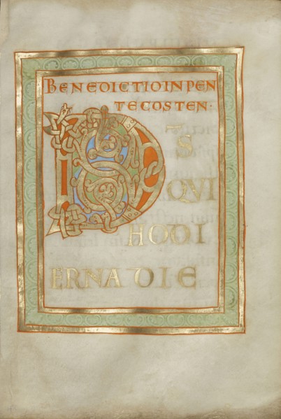 Decorated Incipit Page; Neideraltaich Abbey, Bavaria, Germany; about 1030 - 1040; Tempera colors, gold leaf, and ink
