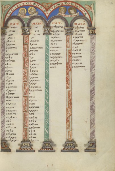 Canon Table Page; Helmarshausen, Germany; about 1120 - 1140; Tempera colors, gold, and silver on parchment; Leaf: 22.9 x 16.5 cm