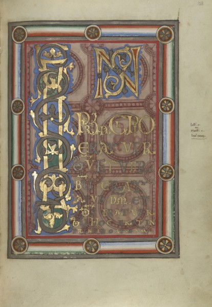 Decorated Incipit Page; Helmarshausen, Germany; about 1120 - 1140; Tempera colors, gold, and silver on parchment