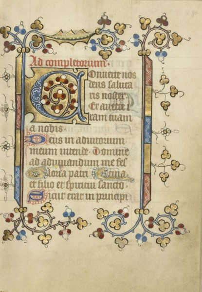 Decorated Initial C; Utrecht, probably, Netherlands; about 1405 - 1410; Tempera colors, gold leaf, and ink on parchment; Leaf