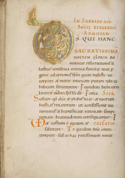 Decorated Initial D; about 1025 - 1050; Tempera colors, gold, and ink on parchment; Ms. Ludwig V 2, fol. 65v