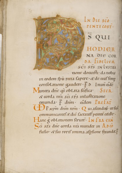 Decorated Initial D; about 1025 - 1050; Tempera colors, gold, and ink on parchment; Ms. Ludwig V 2, fol. 78v