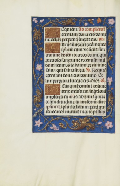 Decorated Text Page; Bruges, Belgium; about 1510 - 1520; Tempera colors, gold, and ink on parchment; Leaf: 23.2 x 16.7 cm