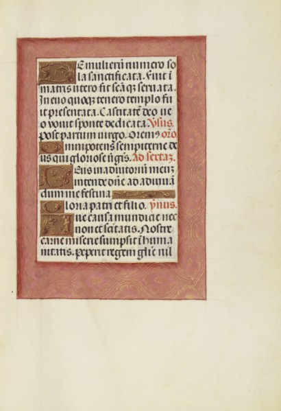 Decorated Text Page; Bruges, Belgium; about 1510 - 1520; Tempera colors, gold, and ink on parchment; Leaf: 23.2 × 16.7 cm