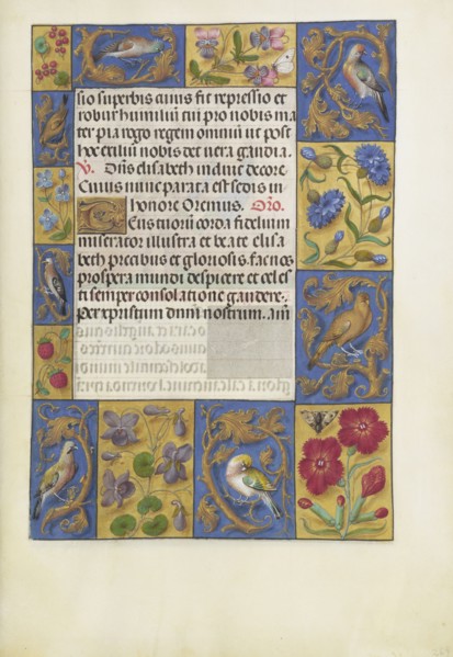 Decorated Text Page; Ghent, Belgium; about 1510 - 1520; Tempera colors, gold, and ink on parchment; Leaf: 23.2 x 16.7 cm