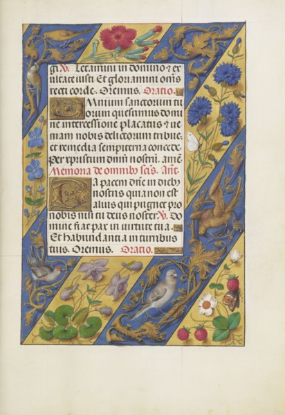 Decorated Text Page; Ghent, Belgium; about 1510 - 1520; Tempera colors, gold, and ink on parchment; Leaf: 23.2 x 16.7 cm