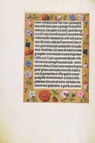 Decorated Text Page; Bruges, Belgium; about 1510 - 1520; Tempera colors, gold, and ink on parchment; Leaf: 23.2 × 16.7 cm