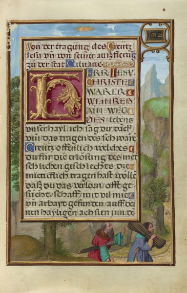 Border with Abraham and Isaac; Simon Bening, Flemish, about 1483 - 1561, Bruges, Belgium; about 1525 - 1530; Tempera colors