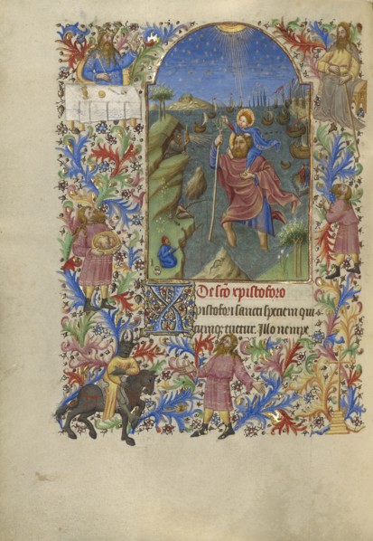 Saint Christopher Carrying the Christ Child; Spitz Master, French, active about 1415 - 1425, Paris, France; about 1420; Tempera