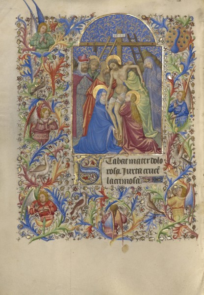 The Deposition; Spitz Master, French, active about 1415 - 1425, Paris, France; about 1420; Tempera colors, gold, and ink