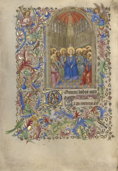 Pentecost; Spitz Master, French, active about 1415 - 1425, Paris, France; about 1420; Tempera colors, gold, and ink