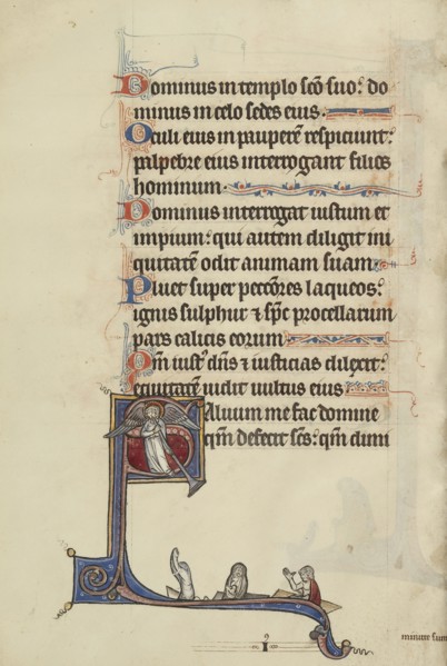 Inhabited Initial S; Bute Master, Franco-Flemish, active about 1260 - 1290, Paris, written, France; illumination about 1270