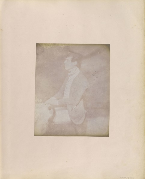 Profile portrait of a Seated Man in Feathered Cap; British, active India about 1843; India; 1843 - 1845; Salted paper print
