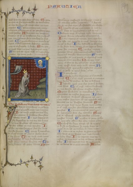 David Pointing to His Mouth; Master of Jean de Mandeville, French, active 1350 - 1370, Paris, France; about 1360 - 1370