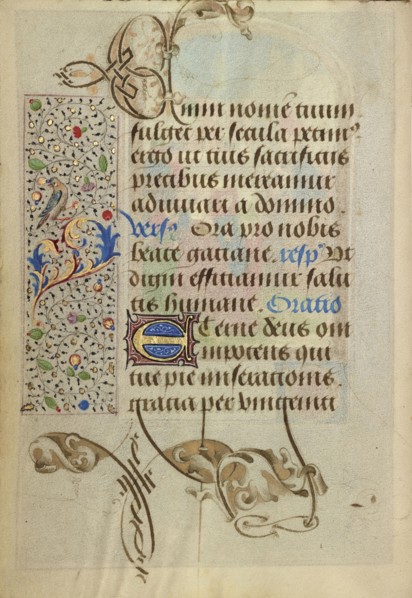 Decorated Text Page; Nicolas Spierinc, Flemish, active 1455 - 1499, Antwerp, illuminated, Belgium; 1469; Tempera colors, gold