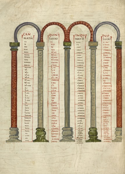 Canon Table Page; Lorsch, Germany; about 826 - 838; Tempera colors on parchment; Leaf: 31.6 x 24 cm, 12 7,16 x 9 7,16 in