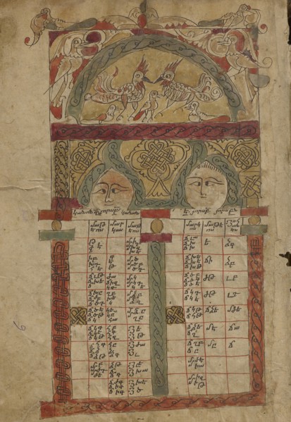 Canon Table Page; Lake Van, Turkey; 1386; Black ink and watercolors on paper bound between wood boards covered with dark brown