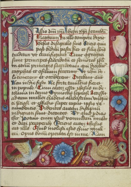 Decorated Text Page; Strasbourg, France; early 16th century; Tempera colors on parchment; Leaf: 13.5 x 10.5 cm