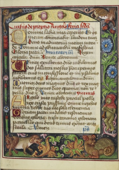 Decorated Text Page; Strasbourg, France; early 16th century; Tempera colors on parchment; Leaf: 13.5 x 10.5 cm