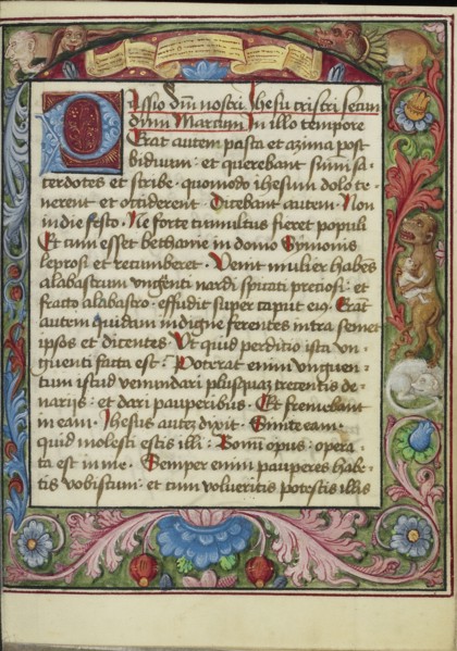 Decorated Text Page; Strasbourg, France; early 16th century; Tempera colors on parchment; Leaf: 13.5 x 10.5 cm
