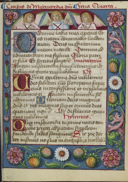 Decorated Text Page; Strasbourg, France; early 16th century; Tempera colors on parchment; Leaf: 13.5 x 10.5 cm