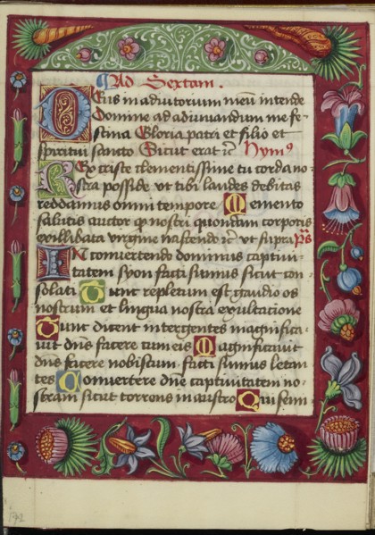 Decorated Text Page; Strasbourg, France; early 16th century; Tempera colors on parchment; Leaf: 13.5 x 10.5 cm