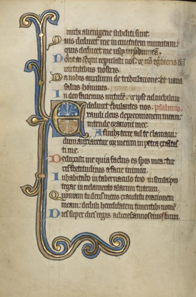 Decorated Initial E; Bruges, possibly, Belgium; mid-1200s; Tempera colors, gold leaf, and ink on parchment; Leaf: 23.5 x 16.5