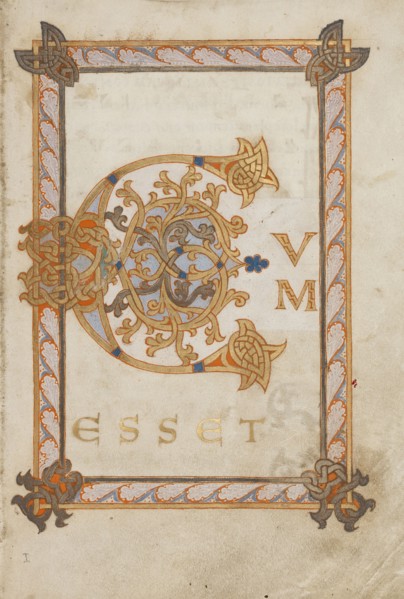 Decorated Initial C; or Reichenau, Germany; late 10th century; Tempera colors, gold paint, silver paint, and ink on parchment