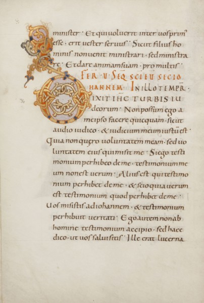 Decorated Initial D; or Reichenau, Germany; late 10th century; Tempera colors, gold paint, silver paint, and ink on parchment