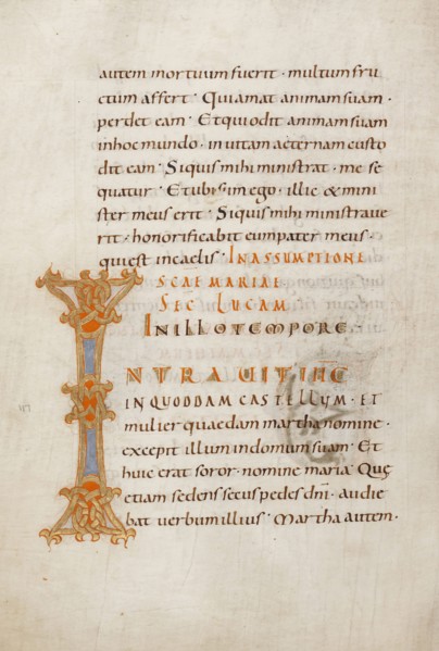 Decorated Initial I; Saint Gall, Switzerland; late 10th century; Tempera colors, gold paint, silver paint, and ink on parchment