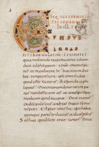 Decorated Initial C; or Reichenau, Germany; late 10th century; Tempera colors, gold paint, silver paint, and ink on parchment