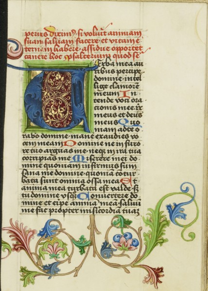 Decorated Initial V; Workshop of Valentine Noh, Bohemian, active 1470s, Prague, Bohemia, Czech Republic; about 1470 - 1480