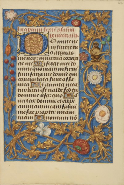 Decorated Initial D; Bruges, Belgium; about 1480 - 1485 ?; Tempera colors and gold on parchment; Leaf: 20.5 x 14.8 cm