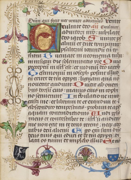 Decorated Initial E; Salzburg, Austria; about 1485; Tempera colors, gold leaf, and ink on parchment; Leaf: 17.6 x 13 cm