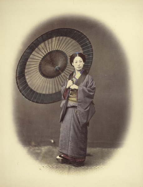 A Yokohama Belle; Felice Beato, 1832 - 1909, Japan; 1866 - 1867; Hand-colored Albumen silver print